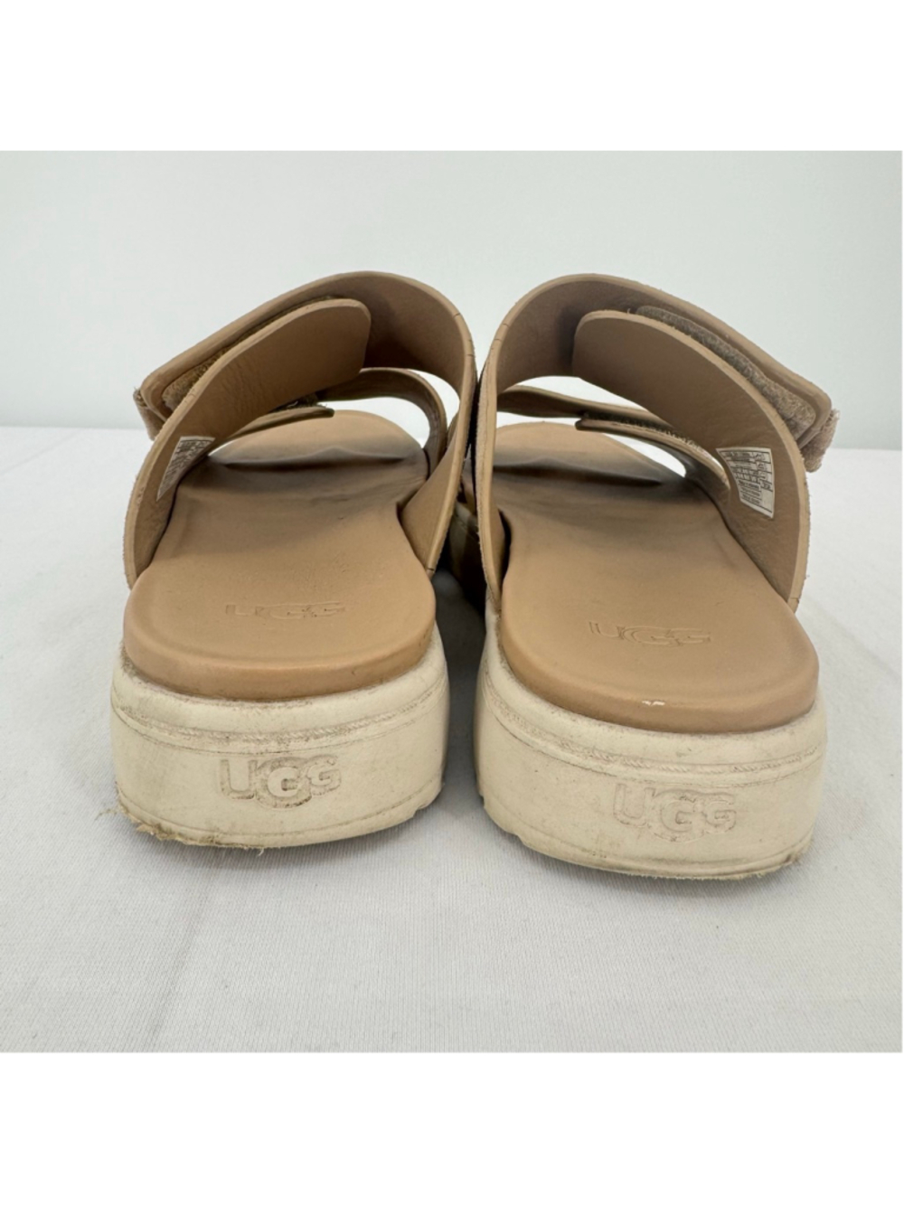 UGG Beige Suede Dual-Strap Slide Sandals - Picture 8 of 13